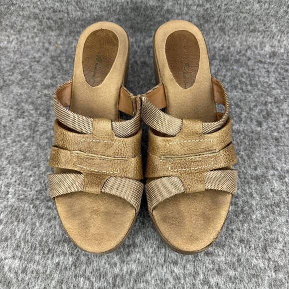 ✅Womens 8M Eddie Bauer Wedge Sandals Leather Upper Slip-On Brown Strappy Casual - Picture 6 of 14
